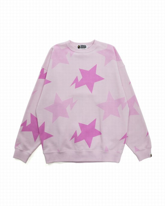 Hanorace Bape STA Pattern Oversized Crewneck Dama Roz | EIRDCQ038