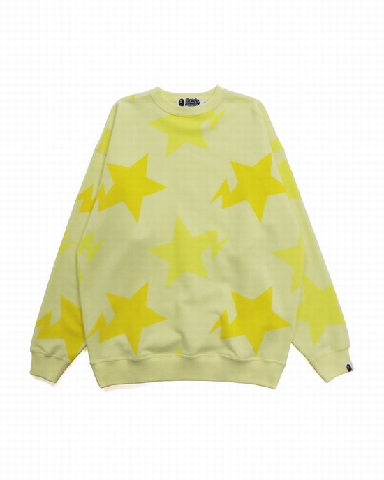 Hanorace Bape STA Pattern Oversized Crewneck Dama Galbeni | PWOAMR839
