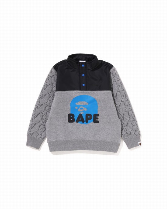 Hanorace Bape STA Quilting Ape Head Half Snap Copii Gri | SQINWA879