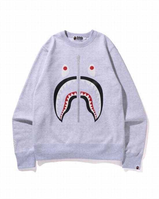 Hanorace Bape Shark Crewneck Barbati Gri | RDMUTV615