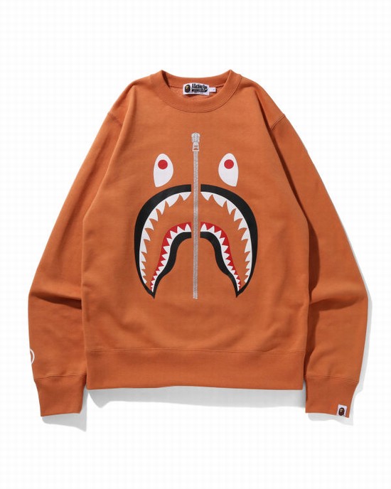 Hanorace Bape Shark Crewneck Barbati Portocalii | HIYWLE346