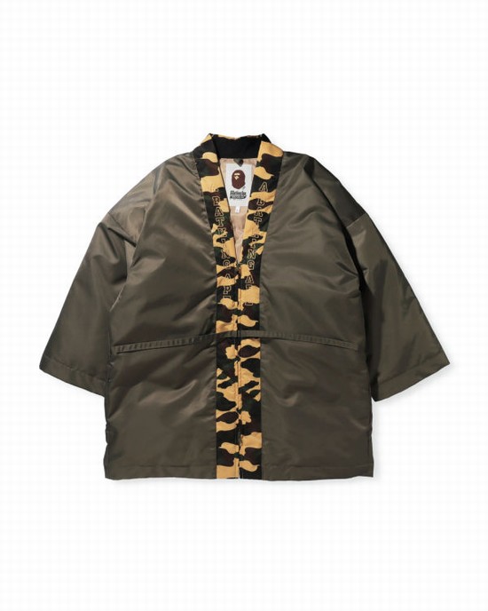 Jachete Din Puf Bape 1st Camo Hanten Barbati Kaki | QHDSIE390
