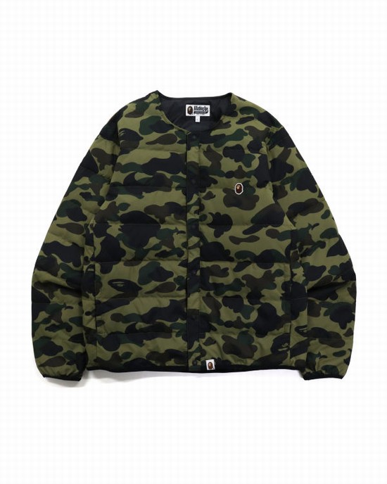 Jachete Din Puf Bape 1st Camo Light Weight Barbati Verzi | EWMVGH459