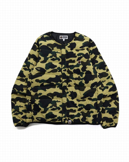 Jachete Din Puf Bape 1st Camo Light Weight Barbati Galbeni | SJOGWB836
