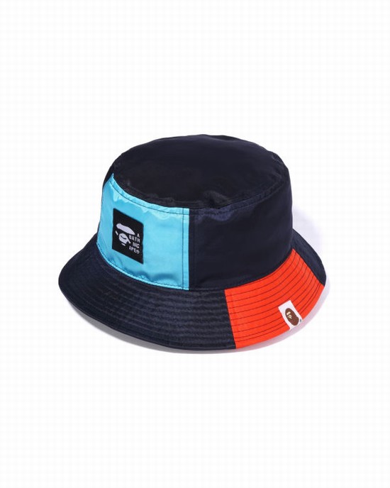 Palarie Bape Color Block Bucket Dama Negrii Albastri Rosii | QAPOYN274