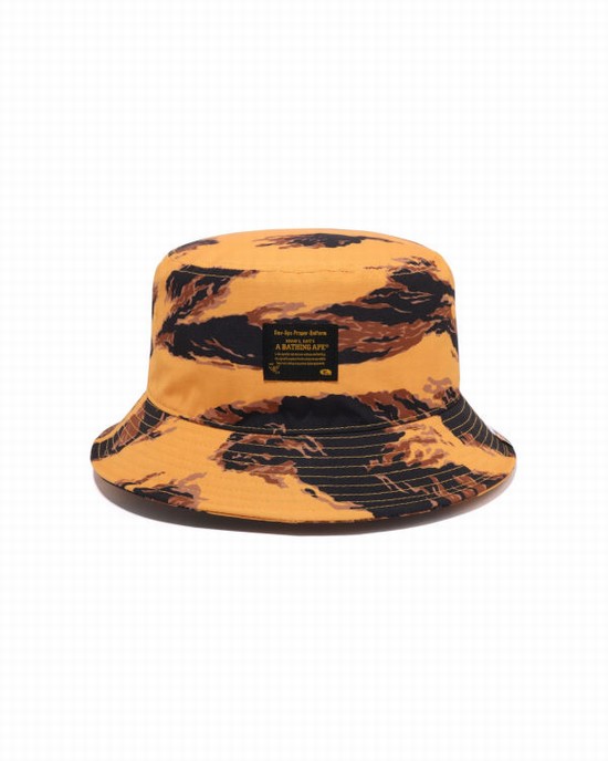Palarie Bape Tiger Camo Bucket Barbati Portocalii | KHNAIS425