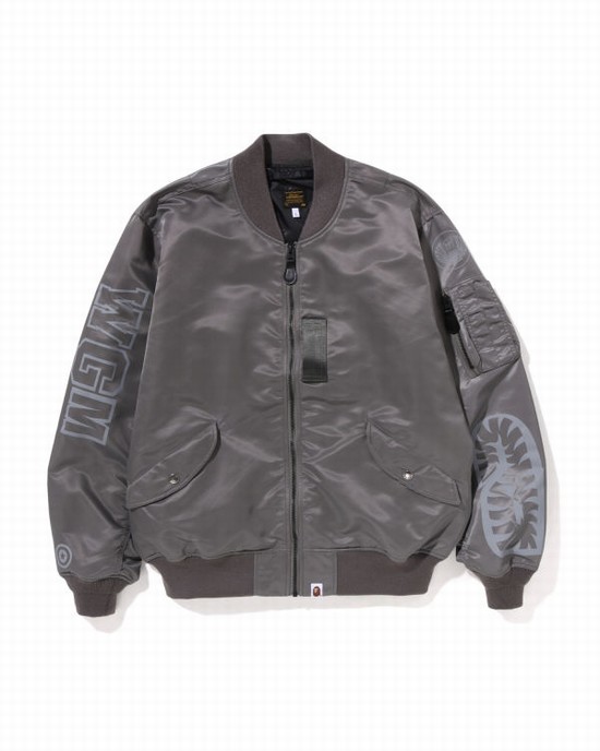 Paltoane Bape Shark Loose Fit MA-1 Barbati Argintii | EWSBKT650