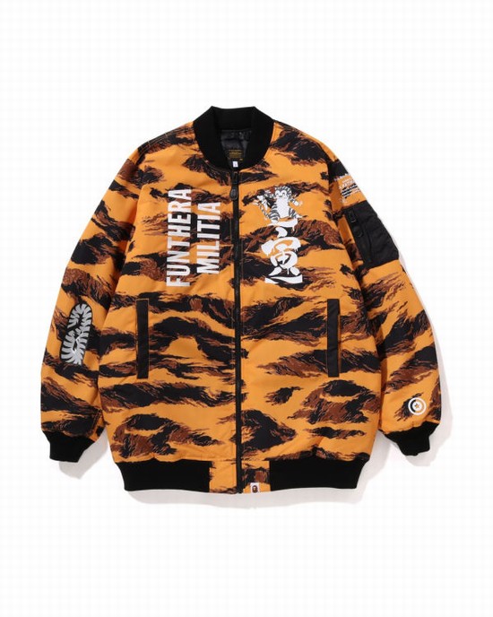 Paltoane Bape Tiger Camo Long MA-1 Barbati Portocalii | VLHYJP437