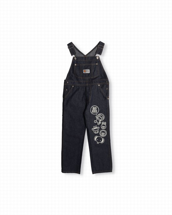 Pantaloni Bape Milo Friends Denim Dungaree Copii Albastri | HWBZNO870