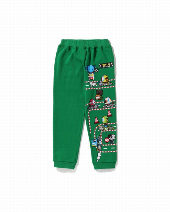 Pantaloni De Trening Bape Milo Racing Friends Copii Paon Verzi | OZVFIP613