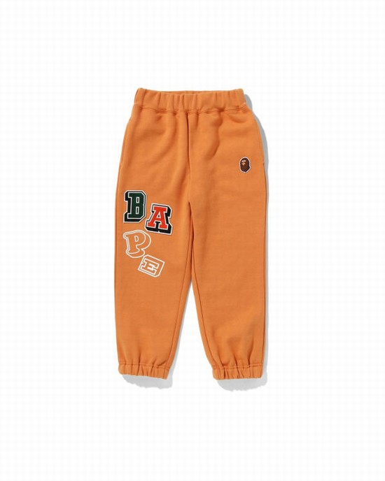 Pantaloni De Trening Bape Multi Fonts Copii Portocalii | KVEOGR650