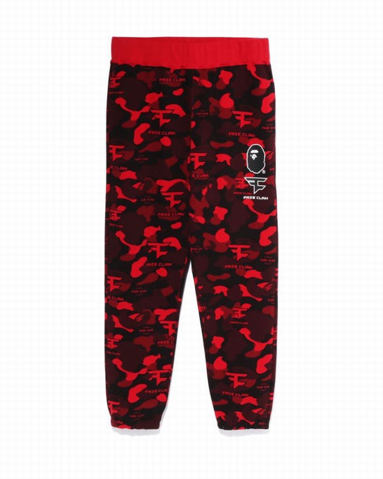 Pantaloni De Trening Bape X Faze Clan Barbati Rosii Deschis | LMGDCX340