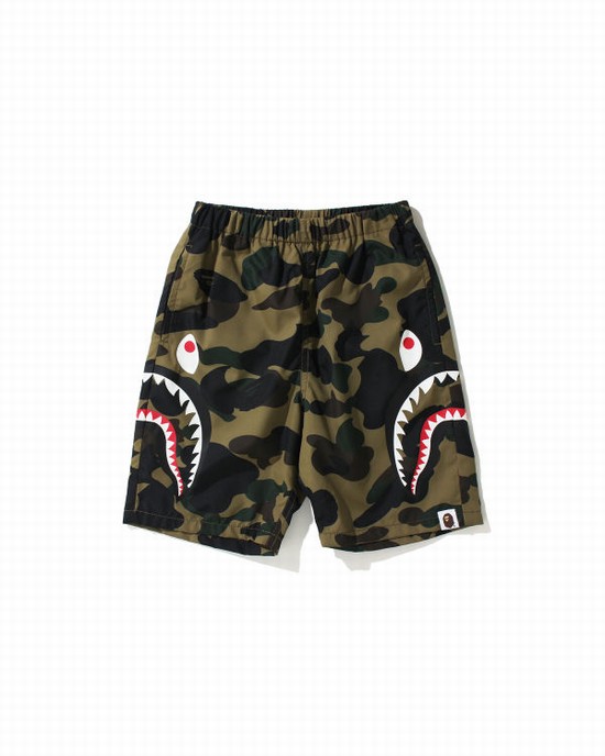 Pantaloni Scurti Bape 1st Camo Side Shark Beach Copii Verzi | RMQGOZ374