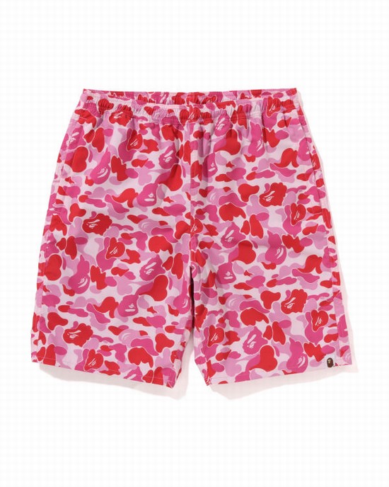 Pantaloni Scurti Bape ABC Camo Beach Barbati Roz | XSDZIT781