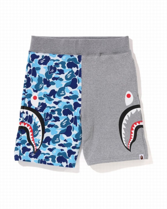 Pantaloni Scurti Bape ABC Camo Side Shark Barbati Albastri Deschis | PEXLSQ930