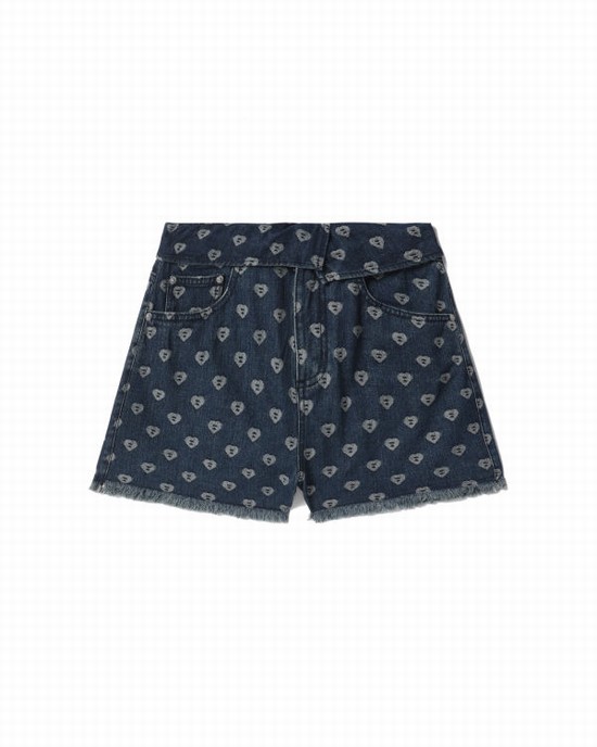 Pantaloni Scurti Bape Bite flip pattern denim Dama Albastri | ETJQSX245