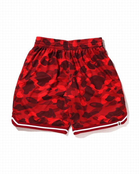 Pantaloni Scurti Bape Color Camo Largi Fit Basketball Barbati Rosii Deschis | CFHVSJ487