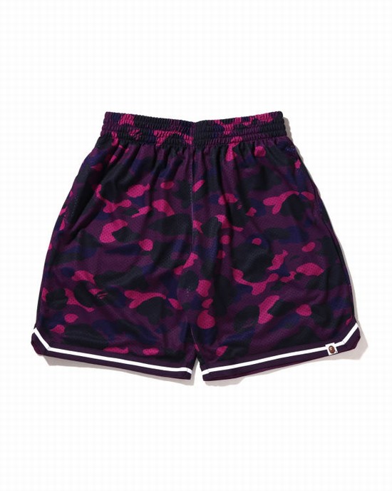 Pantaloni Scurti Bape Color Camo Largi Fit Basketball Barbati Violet | SRPZKI715