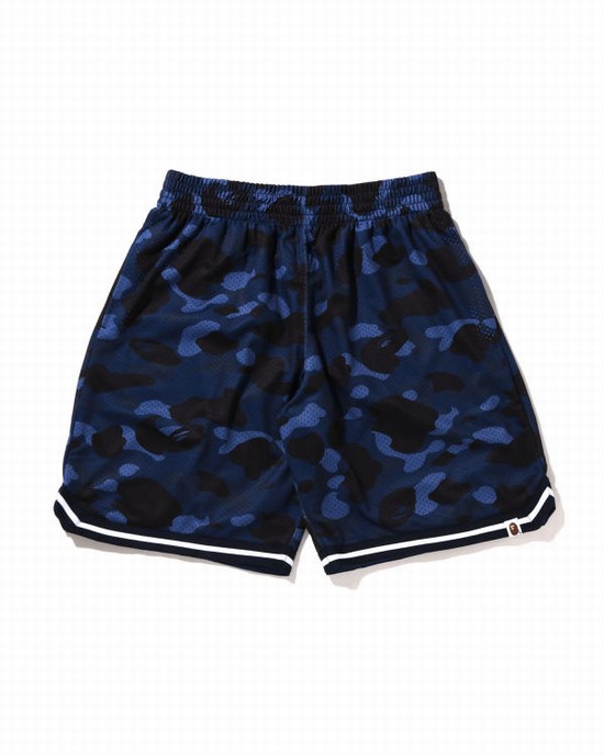 Pantaloni Scurti Bape Color Camo Largi Fit Basketball Barbati Albastri | VZSORX783