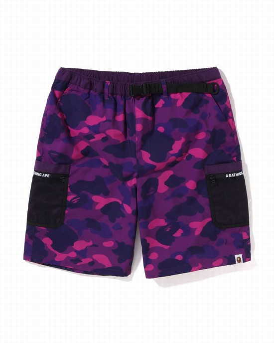 Pantaloni Scurti Bape Color Camo Mesh Pocket Barbati Violet | PHNJKT509