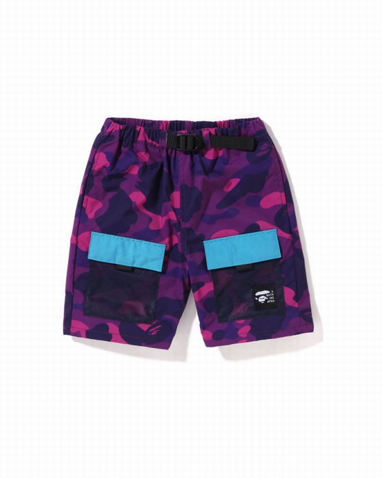 Pantaloni Scurti Bape Color Camo Mesh Pocket Copii Violet | QTFMND124