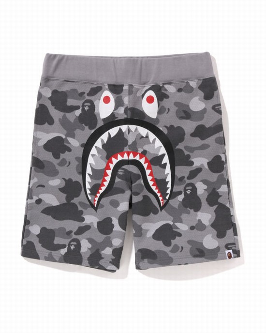 Pantaloni Scurti Bape Honeycomb Camo Shark Barbati Gri | POHBVZ968