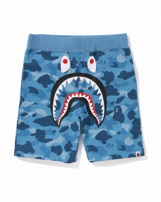 Pantaloni Scurti Bape Honeycomb Camo Shark Barbati Albastri Deschis | QUCKTJ619