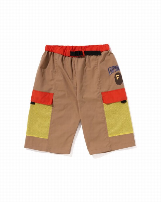 Pantaloni Scurti Bape Mesh Pocket Copii Bej | NKCRIM540