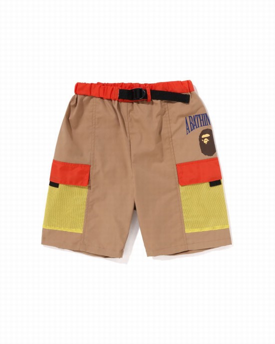 Pantaloni Scurti Bape Mesh Pocket Copii Bej | RLAIFU536