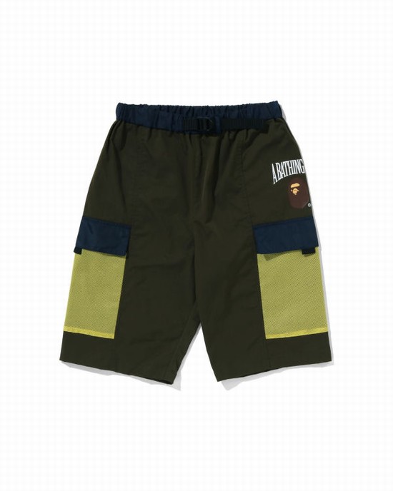 Pantaloni Scurti Bape Mesh Pocket Copii Verzi Inchis | RWQDOG143