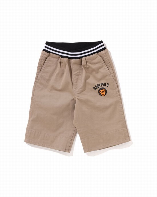 Pantaloni Scurti Bape Milo 1st Camo Cuffed Copii Bej | KXZDHY485