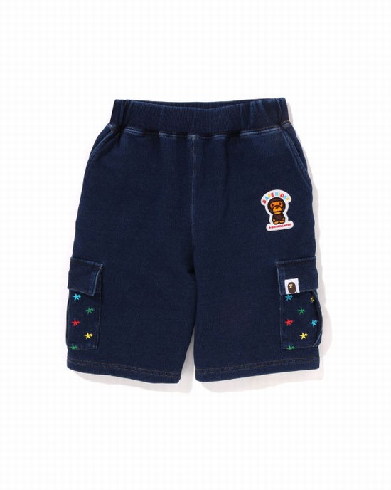 Pantaloni Scurti Bape Milo STA Jersey Denim Cargo Copii Albastri | WNEHJD504