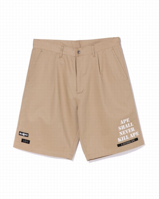 Pantaloni Scurti Bape Multi Motif Piele Pocket Chino Barbati Bej | MXWJCK890
