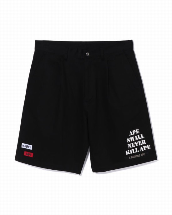 Pantaloni Scurti Bape Multi Motif Piele Pocket Chino Barbati Negrii | RUZCBE102