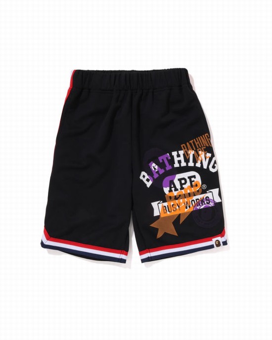 Pantaloni Scurti Bape Multi Print Basketball Copii Negrii | XDWHNL429