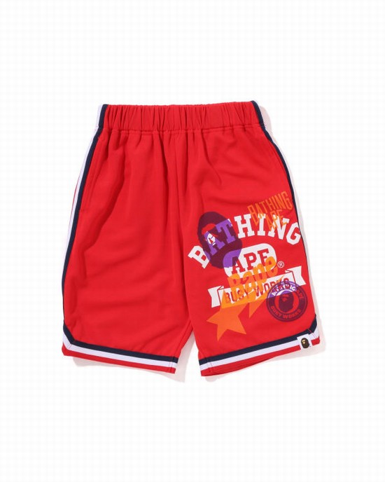 Pantaloni Scurti Bape Multi Print Basketball Copii Rosii Deschis | YCJNVW321