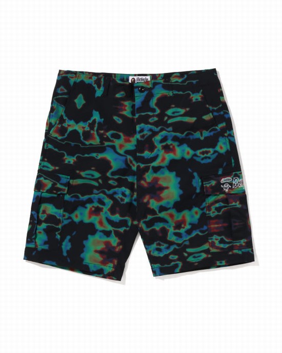 Pantaloni Scurti Bape Thermography Cargo Barbati Negrii | EJYOXU481