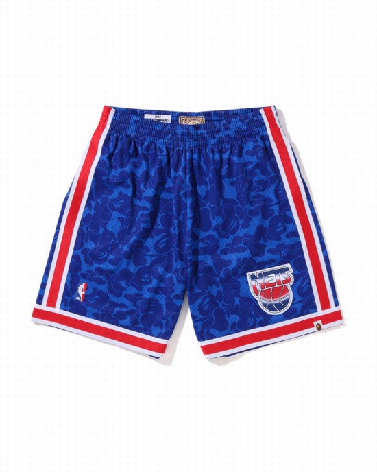 Pantaloni Scurti Bape X M&N Brooklyn Nets Jersey Barbati Albastri | FVSLZJ546