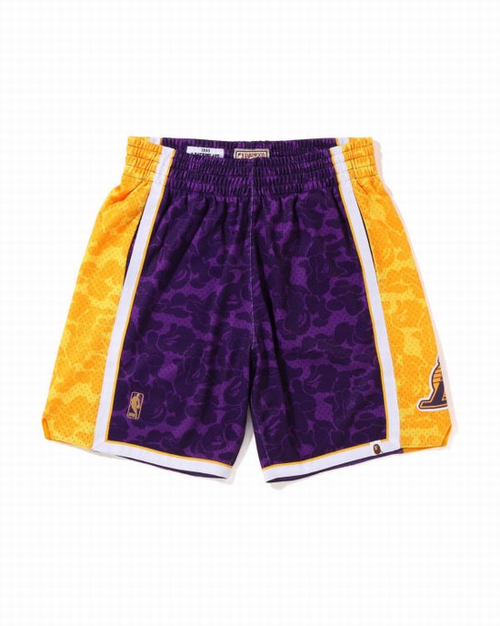 Pantaloni Scurti Bape X M&N Los Angeles Lakers Jersey Barbati Violet | YJGOWS068
