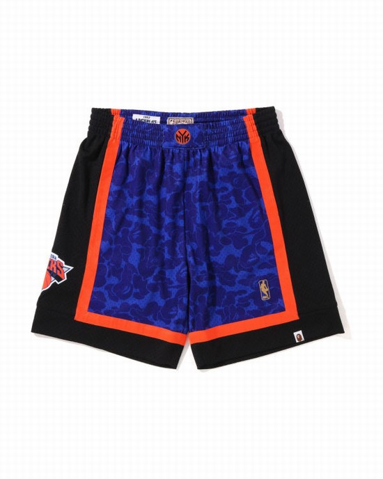 Pantaloni Scurti Bape X M&N New York Knicks Jersey Barbati Albastri | RHPVWZ395