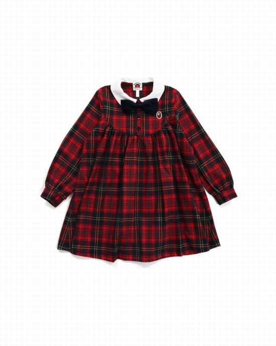 Rochie Bape Check Ribbon Onepiece Copii Rosii Deschis | KDWQAG082