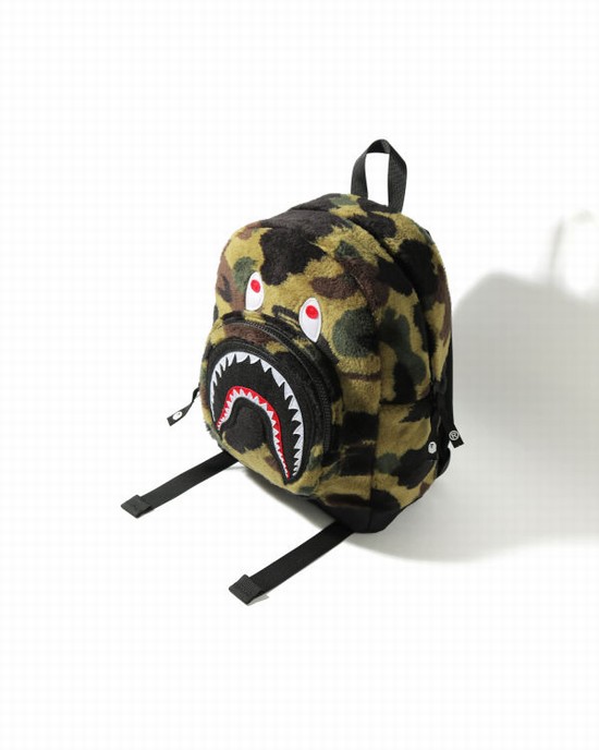 Rucsac Bape 1st Camo Boa Shark Copii Verzi | WXLRYG045
