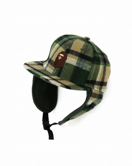 Sapca Bape Check Earmuffs Barbati Verzi | UOWQFZ362