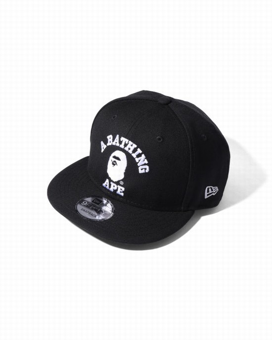 Sapca Bape College New Era Snap Back Barbati Negrii | QOEBGR134