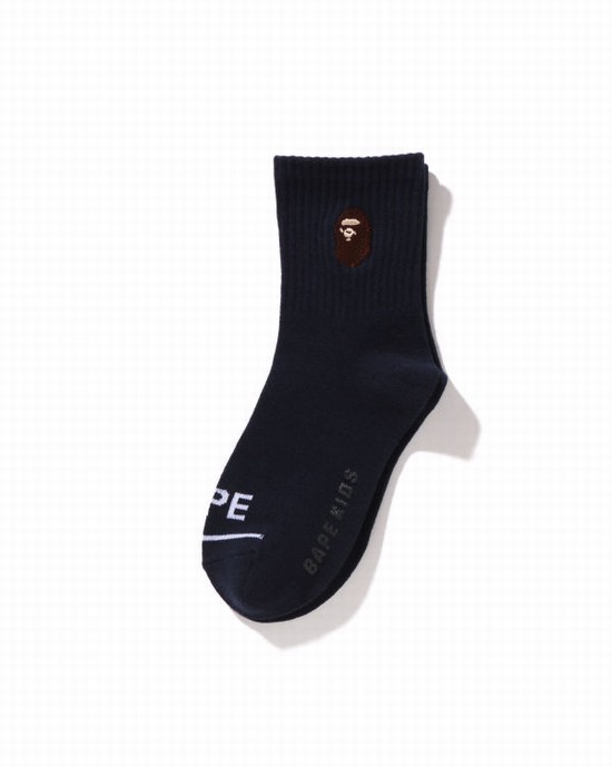 Sosete Bape Ape Head Cu Nervuri Copii Bleumarin Albastri | PIOUWH170