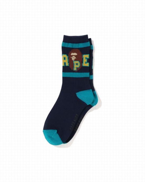 Sosete Bape Ape Head Line Rib Copii Bleumarin Albastri | SEFITW867