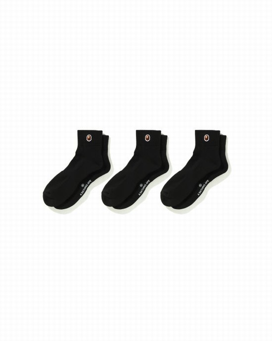 Sosete Bape Ape Head One Point Ankle Barbati Negrii | DNFXHK452