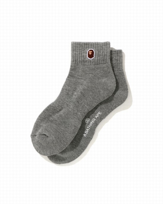 Sosete Bape Ape Head One Point Ankle Barbati Gri | OKYZDF810