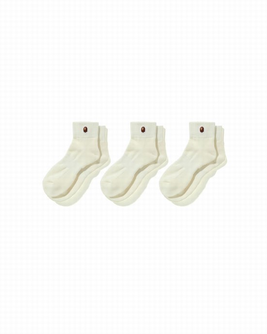Sosete Bape Ape Head One Point Ankle Barbati Albi | UHNADR580