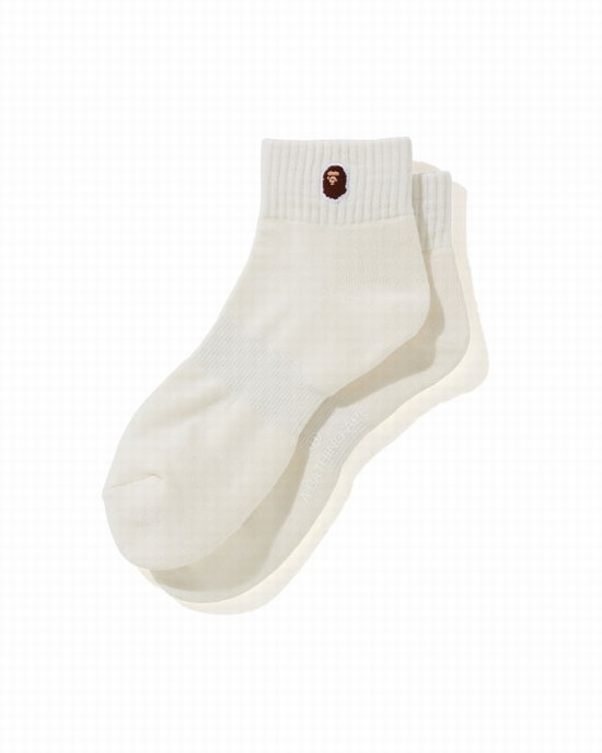 Sosete Bape Ape Head One Point Ankle Barbati Albi | YWLPNJ137